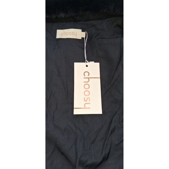 Choosy Colorblock Faux Fur Jacket Black Brown Green Pink Retro Statement Coat XL - Picture 3 of 5